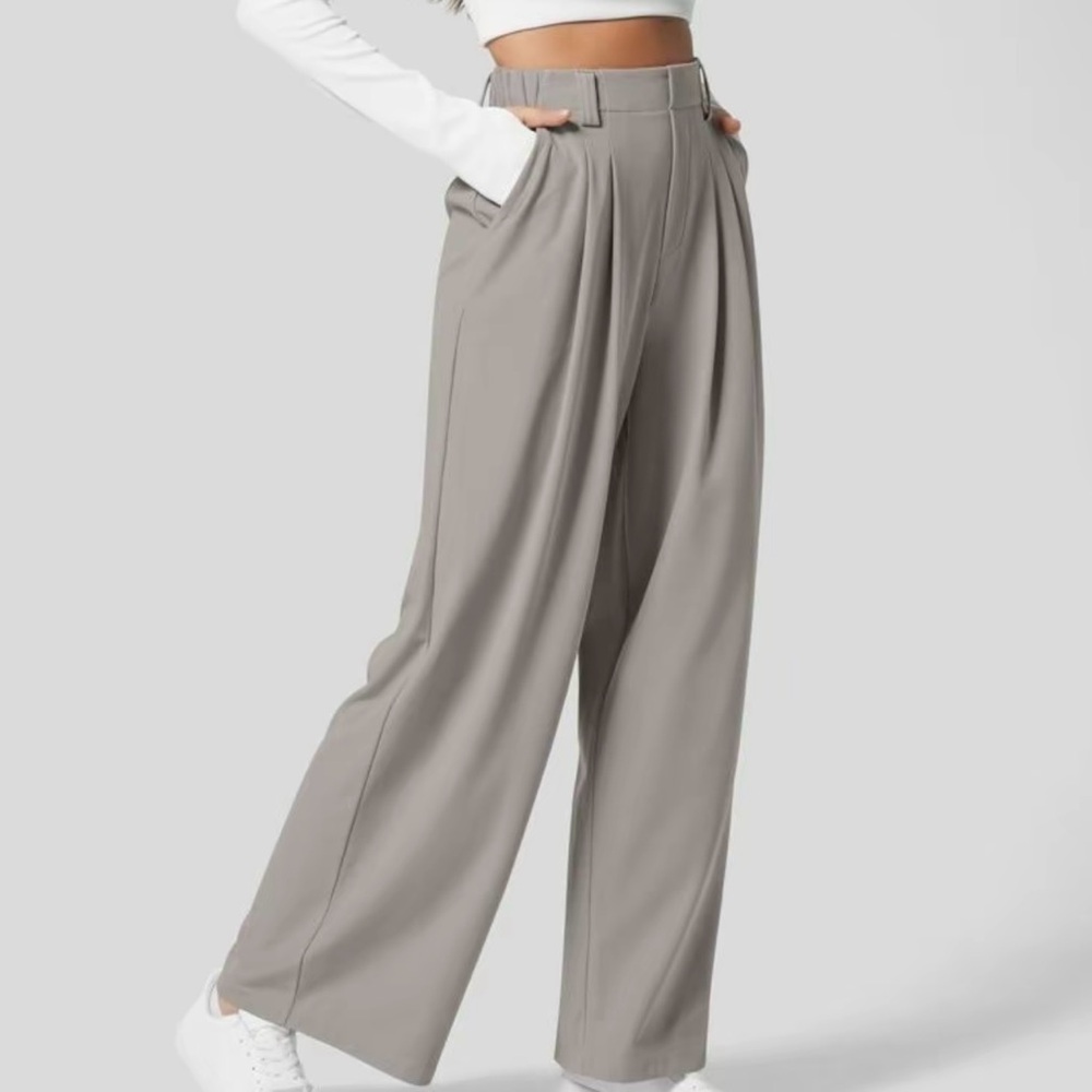 NWOT Halara, Flex, High-Waisted, Wide Leg Pants, Petite, 16 (xl) Gray